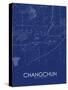 Changchun, China Blue Map-null-Stretched Canvas