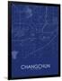 Changchun, China Blue Map-null-Framed Poster