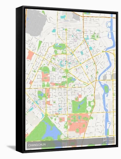 Changchun, China Map-null-Framed Stretched Canvas