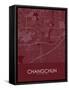 Changchun, China Red Map-null-Framed Stretched Canvas