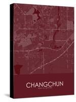 Changchun, China Red Map-null-Stretched Canvas