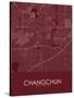 Changchun, China Red Map-null-Stretched Canvas