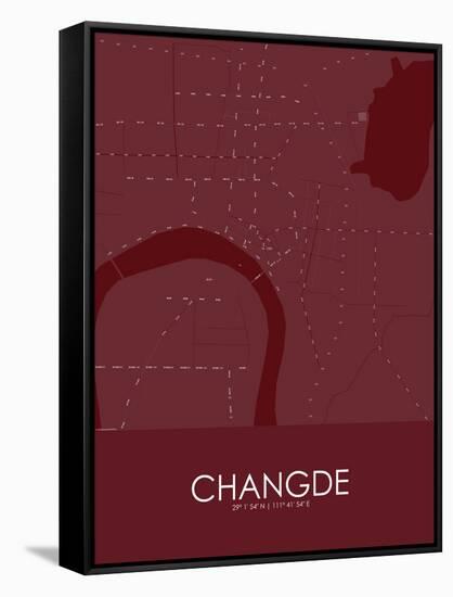 Changde, China Red Map-null-Framed Stretched Canvas