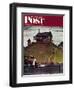 "Changing a Flat" Saturday Evening Post Cover, August 3,1946-Norman Rockwell-Framed Giclee Print