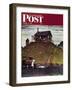 "Changing a Flat" Saturday Evening Post Cover, August 3,1946-Norman Rockwell-Framed Giclee Print