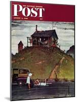 "Changing a Flat" Saturday Evening Post Cover, August 3,1946-Norman Rockwell-Mounted Giclee Print