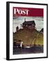 "Changing a Flat" Saturday Evening Post Cover, August 3,1946-Norman Rockwell-Framed Giclee Print