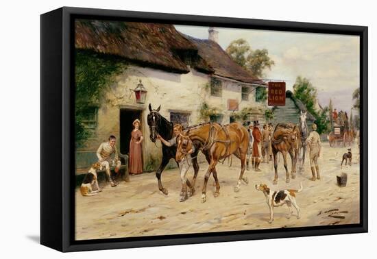 Changing Horses at the Red Lion-George Wright-Framed Stretched Canvas