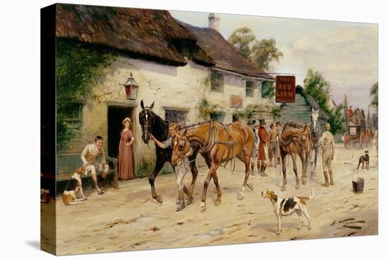 Changing Horses at the Red Lion-George Wright-Stretched Canvas