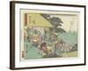 Changing Horses at the Station of Ishiyakushi, 1837-1844-Utagawa Hiroshige-Framed Giclee Print