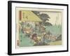 Changing Horses at the Station of Ishiyakushi, 1837-1844-Utagawa Hiroshige-Framed Giclee Print