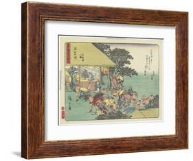 Changing Horses at the Station of Ishiyakushi, 1837-1844-Utagawa Hiroshige-Framed Giclee Print