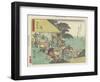 Changing Horses at the Station of Ishiyakushi, 1837-1844-Utagawa Hiroshige-Framed Giclee Print