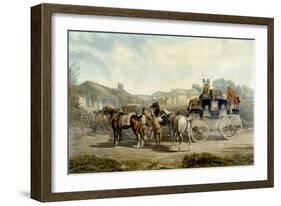 Changing Horses, from 'Fores Coaching Recollections', Engraved by John Harris-Charles Cooper Henderson-Framed Giclee Print