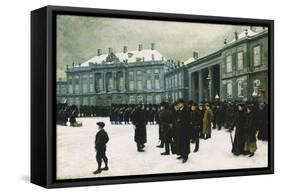 Changing of the Guard at Amalienborg Palace-Paul Fischer-Framed Stretched Canvas