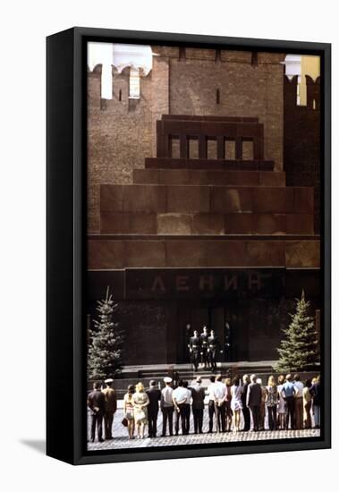 Changing of the Guard at Lenin's Mausoleum, Red Square, Moscow, 1980-null-Framed Stretched Canvas