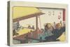 Changing Porters and Horses at Shono, 1841-1842-Utagawa Hiroshige-Stretched Canvas
