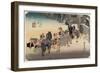 Changing Porters and Horses, Fujieda, C. 1833-Utagawa Hiroshige-Framed Giclee Print