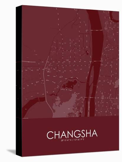 Changsha, China Red Map-null-Stretched Canvas