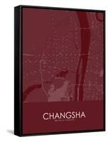 Changsha, China Red Map-null-Framed Stretched Canvas