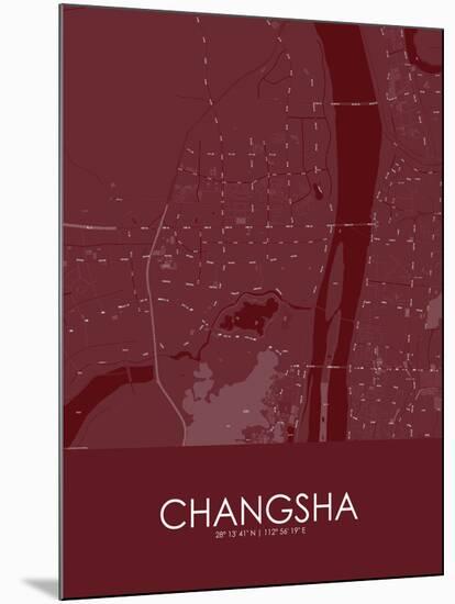 Changsha, China Red Map-null-Mounted Poster