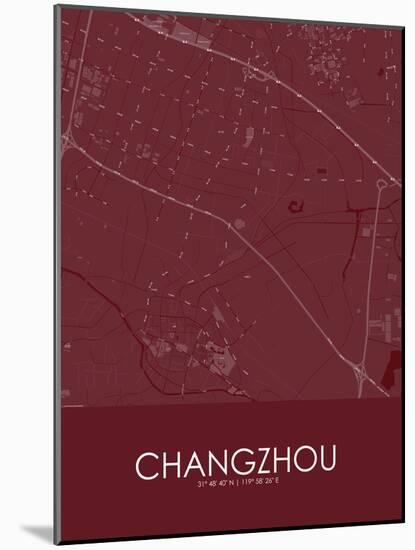 Changzhou, China Red Map-null-Mounted Poster