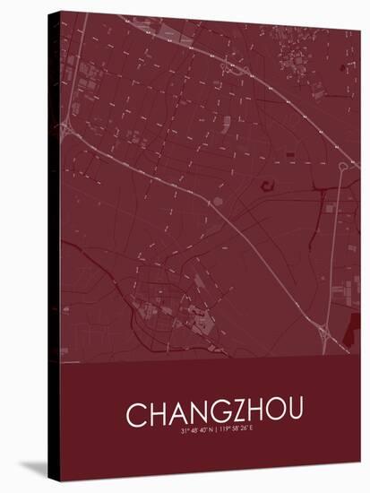 Changzhou, China Red Map-null-Stretched Canvas