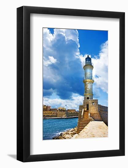 Chania Crete (Greece) - Dramatic Image of Light House-Maugli-l-Framed Photographic Print