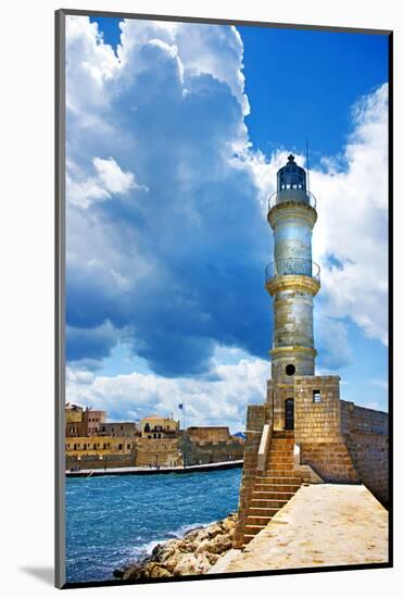 Chania Crete (Greece) - Dramatic Image of Light House-Maugli-l-Mounted Photographic Print