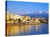 Chania Waterfront and Mountains in Background, Chania, Crete, Greece, Europe-Marco Simoni-Stretched Canvas