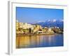 Chania Waterfront and Mountains in Background, Chania, Crete, Greece, Europe-Marco Simoni-Framed Photographic Print