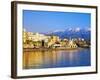 Chania Waterfront and Mountains in Background, Chania, Crete, Greece, Europe-Marco Simoni-Framed Photographic Print