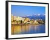 Chania Waterfront and Mountains in Background, Chania, Crete, Greece, Europe-Marco Simoni-Framed Photographic Print