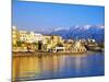 Chania Waterfront and Mountains in Background, Chania, Crete, Greece, Europe-Marco Simoni-Mounted Photographic Print