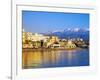 Chania Waterfront and Mountains in Background, Chania, Crete, Greece, Europe-Marco Simoni-Framed Photographic Print