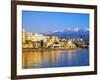 Chania Waterfront and Mountains in Background, Chania, Crete, Greece, Europe-Marco Simoni-Framed Photographic Print