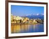 Chania Waterfront and Mountains in Background, Chania, Crete, Greece, Europe-Marco Simoni-Framed Photographic Print