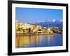 Chania Waterfront and Mountains in Background, Chania, Crete, Greece, Europe-Marco Simoni-Framed Photographic Print