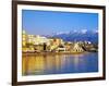 Chania Waterfront and Mountains in Background, Chania, Crete, Greece, Europe-Marco Simoni-Framed Photographic Print