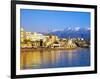 Chania Waterfront and Mountains in Background, Chania, Crete, Greece, Europe-Marco Simoni-Framed Photographic Print