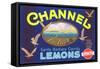 Channel Lemon Label-null-Framed Stretched Canvas