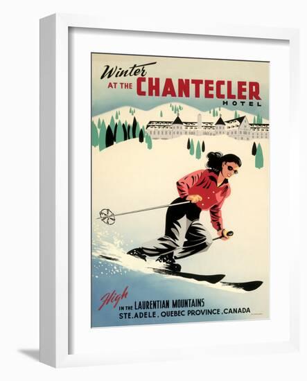 Chantecler Hotel - Sainte-Adèle Quebec, Canada - Vintage Travel Poster, 1950s-Roger Couillard-Framed Art Print