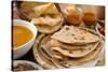 Chapati or Flat Bread, Roti Canai, Indian Food, Made from Wheat Flour Dough. Roti Canai and Curry.-szefei-Stretched Canvas