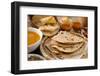 Chapati or Flat Bread, Roti Canai, Indian Food, Made from Wheat Flour Dough. Roti Canai and Curry.-szefei-Framed Photographic Print