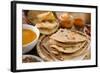 Chapati or Flat Bread, Roti Canai, Indian Food, Made from Wheat Flour Dough. Roti Canai and Curry.-szefei-Framed Photographic Print