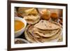 Chapati or Flat Bread, Roti Canai, Indian Food, Made from Wheat Flour Dough. Roti Canai and Curry.-szefei-Framed Photographic Print