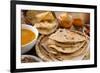 Chapati or Flat Bread, Roti Canai, Indian Food, Made from Wheat Flour Dough. Roti Canai and Curry.-szefei-Framed Photographic Print
