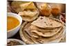 Chapati or Flat Bread, Roti Canai, Indian Food, Made from Wheat Flour Dough. Roti Canai and Curry.-szefei-Mounted Photographic Print