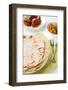 Chapatti Roti or Flat Bread, Curry Chicken and Dhal. Indian Food on Dining Table.-szefei-Framed Photographic Print
