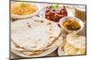 Chapatti Roti or Flat Bread, Curry Chicken, Biryani Rice, Salad, Masala Milk Tea and Papadom. India-szefei-Mounted Photographic Print